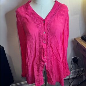Nanette Lepore Fuchsia Button-Up Blouse
